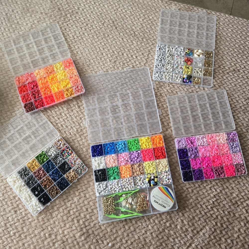 DIY Beads Bracelet Necklace Kit, Includes Alphabet Beads, Smile Face, 5 Pack